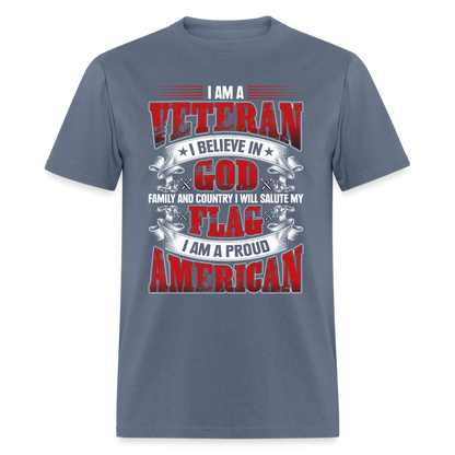 Proud Veteran T-Shirt (Patriotic) - denim