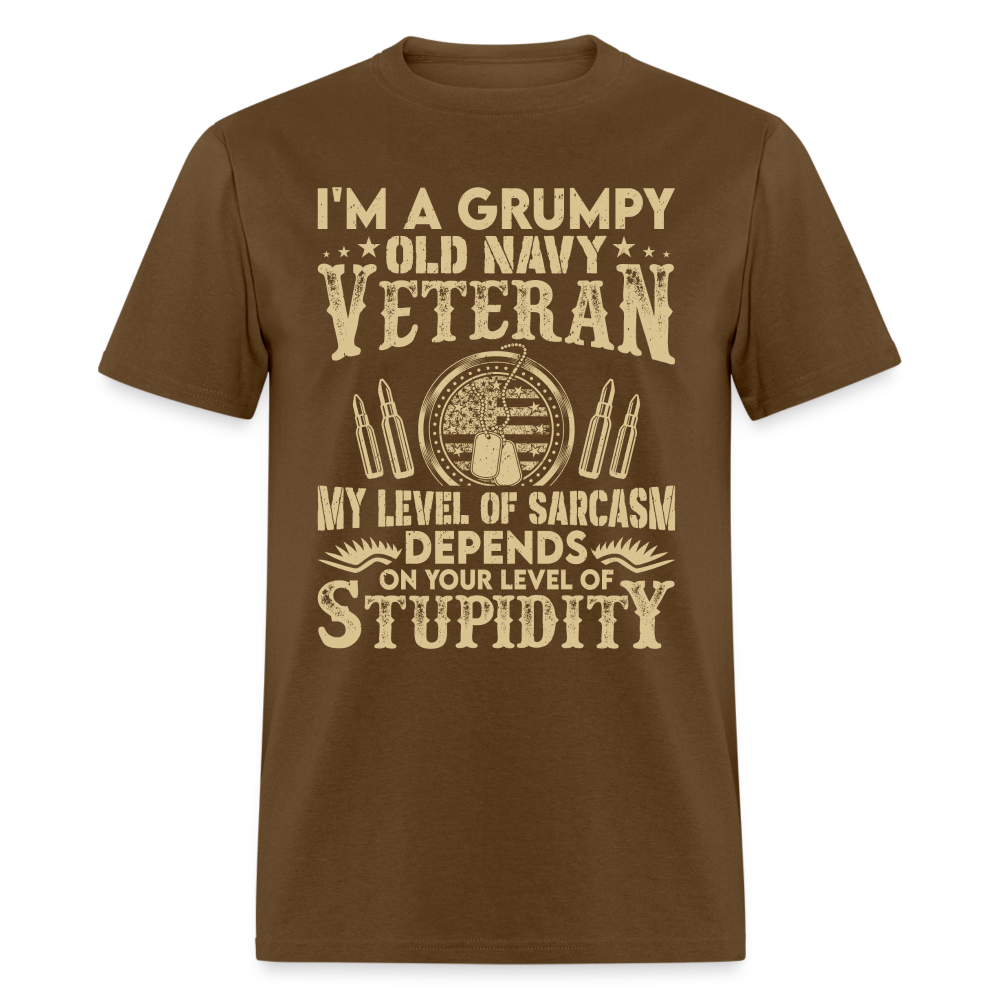Grumpy Old Navy Veteran T-Shirt - brown