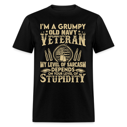 Grumpy Old Navy Veteran T-Shirt - black