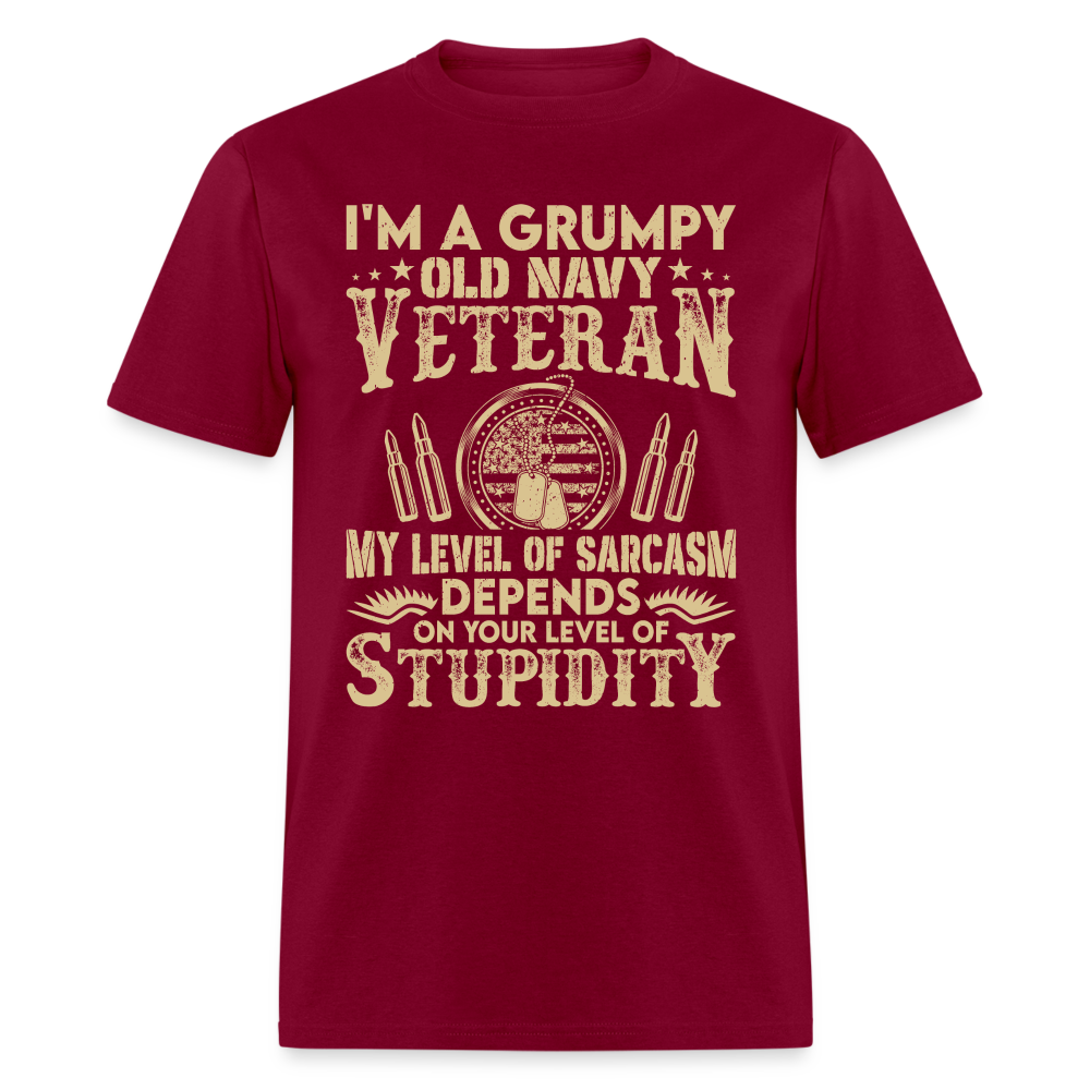 Grumpy Old Navy Veteran T-Shirt - burgundy
