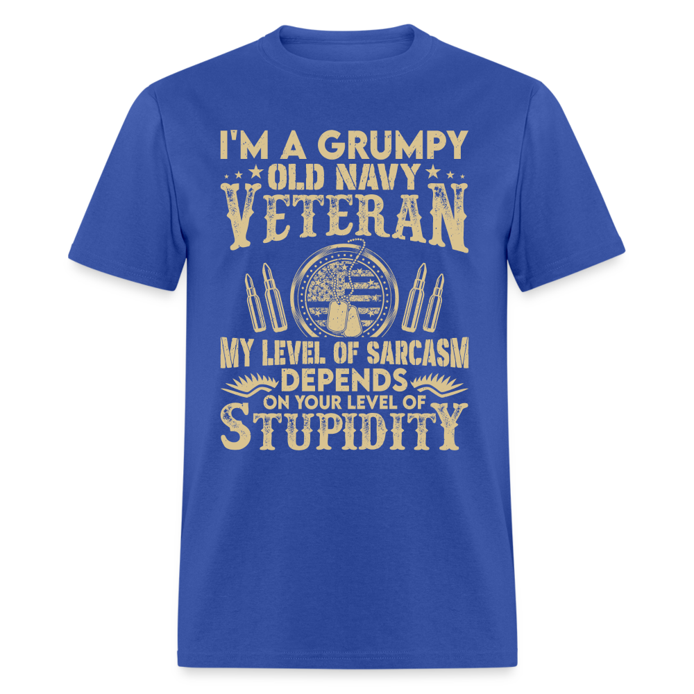 Grumpy Old Navy Veteran T-Shirt - royal blue