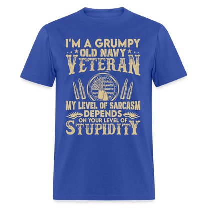 Grumpy Old Navy Veteran T-Shirt - royal blue
