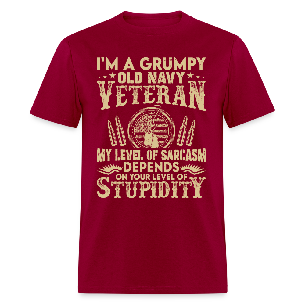 Grumpy Old Navy Veteran T-Shirt - dark red