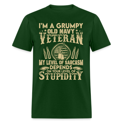 Grumpy Old Navy Veteran T-Shirt - forest green