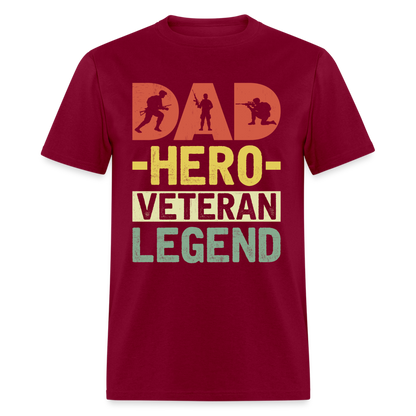 Dad Hero Veteran Legend T-Shirt - burgundy