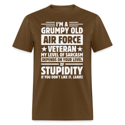 Grumpy Old Air Force Veteran T-Shirt - brown