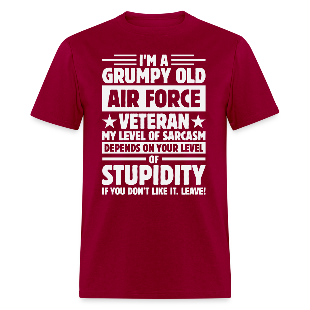Grumpy Old Air Force Veteran T-Shirt - dark red