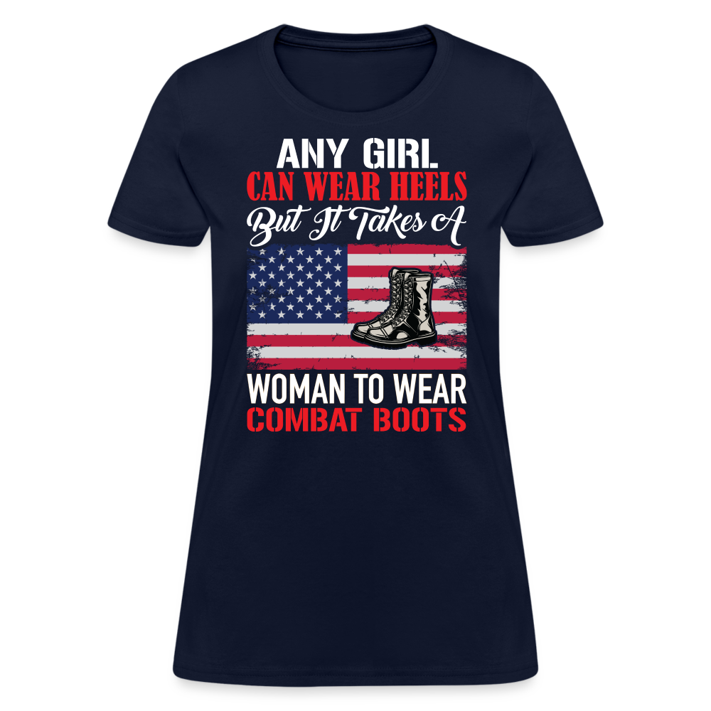 Takes A Woman To Wear Combat Boots T-Shirt - navy