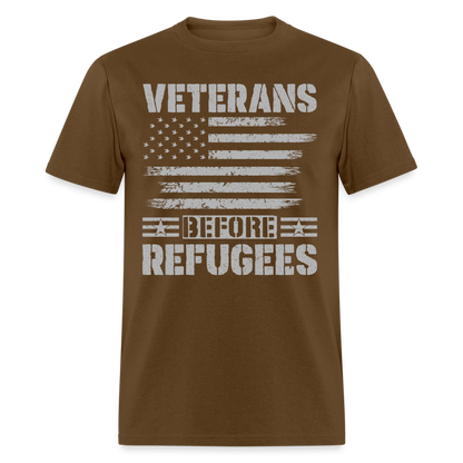 Veteran Before Refugees T-Shirt - brown