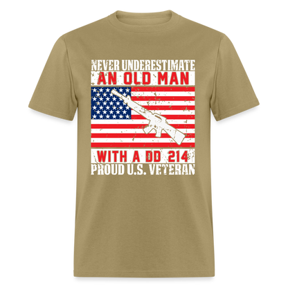 Old Man with A DD214 Proud US Veteran T-Shirt - khaki