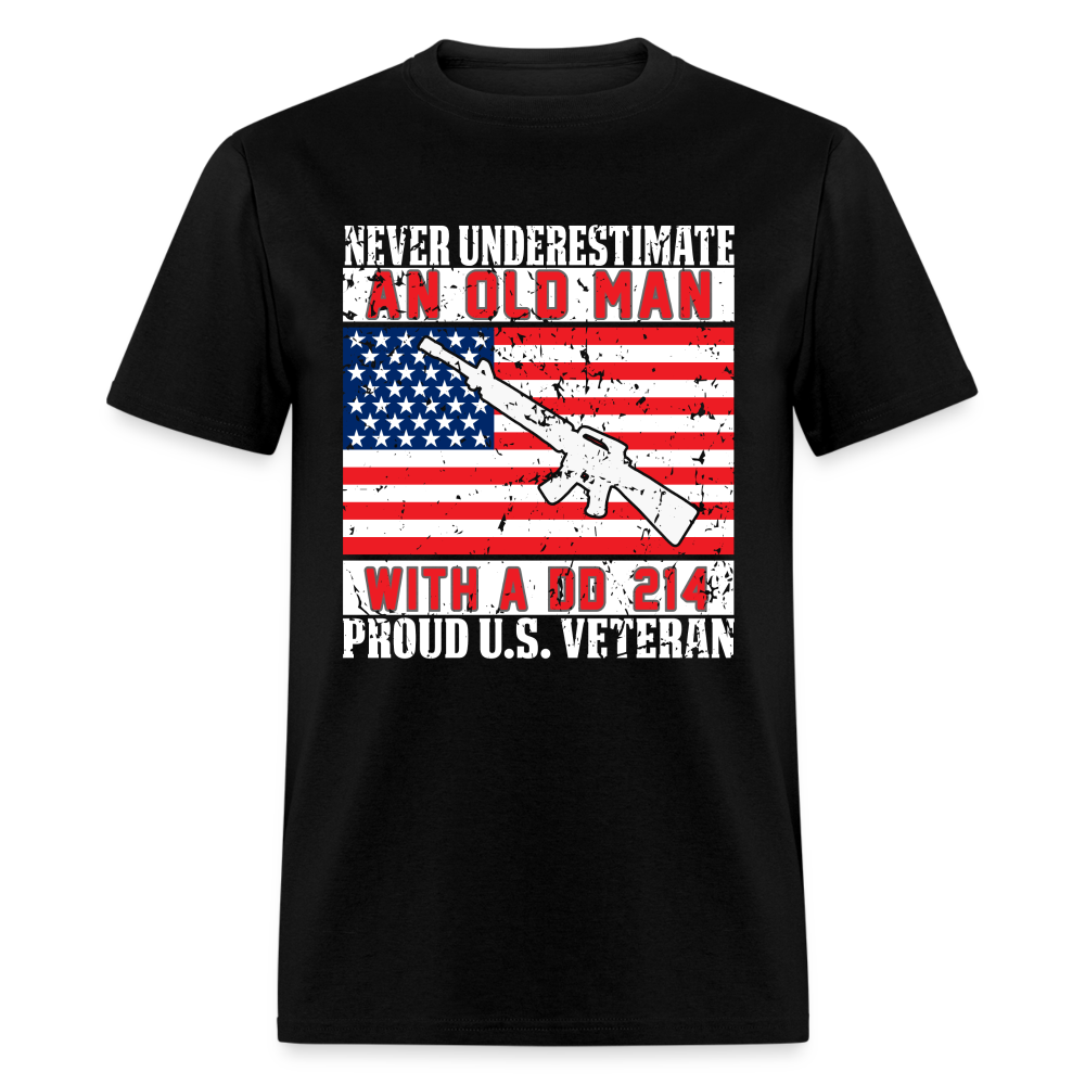 Old Man with A DD214 Proud US Veteran T-Shirt - black