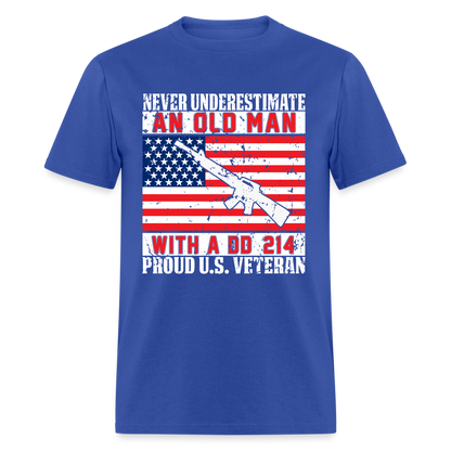 Old Man with A DD214 Proud US Veteran T-Shirt - royal blue