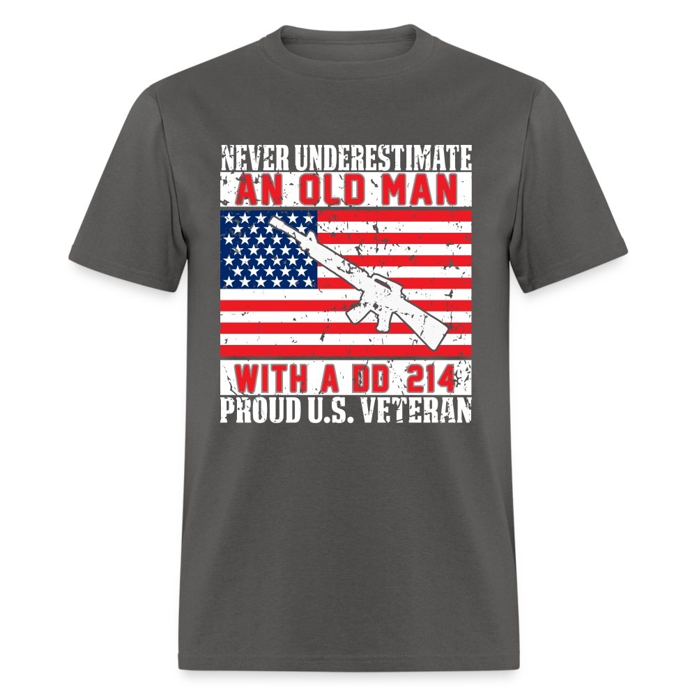 Old Man with A DD214 Proud US Veteran T-Shirt - charcoal