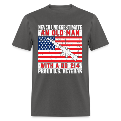 Old Man with A DD214 Proud US Veteran T-Shirt - charcoal