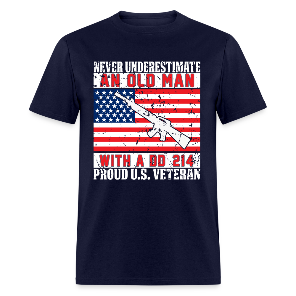 Old Man with A DD214 Proud US Veteran T-Shirt - navy