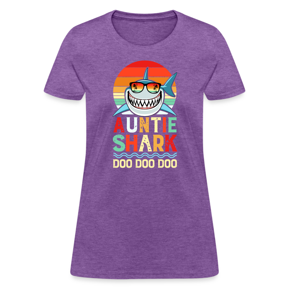 Auntie Shark T-Shirt - purple heather