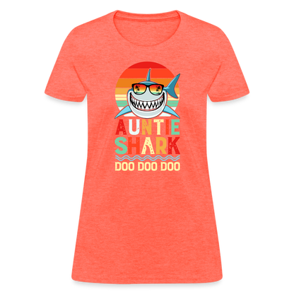 Auntie Shark T-Shirt - heather coral