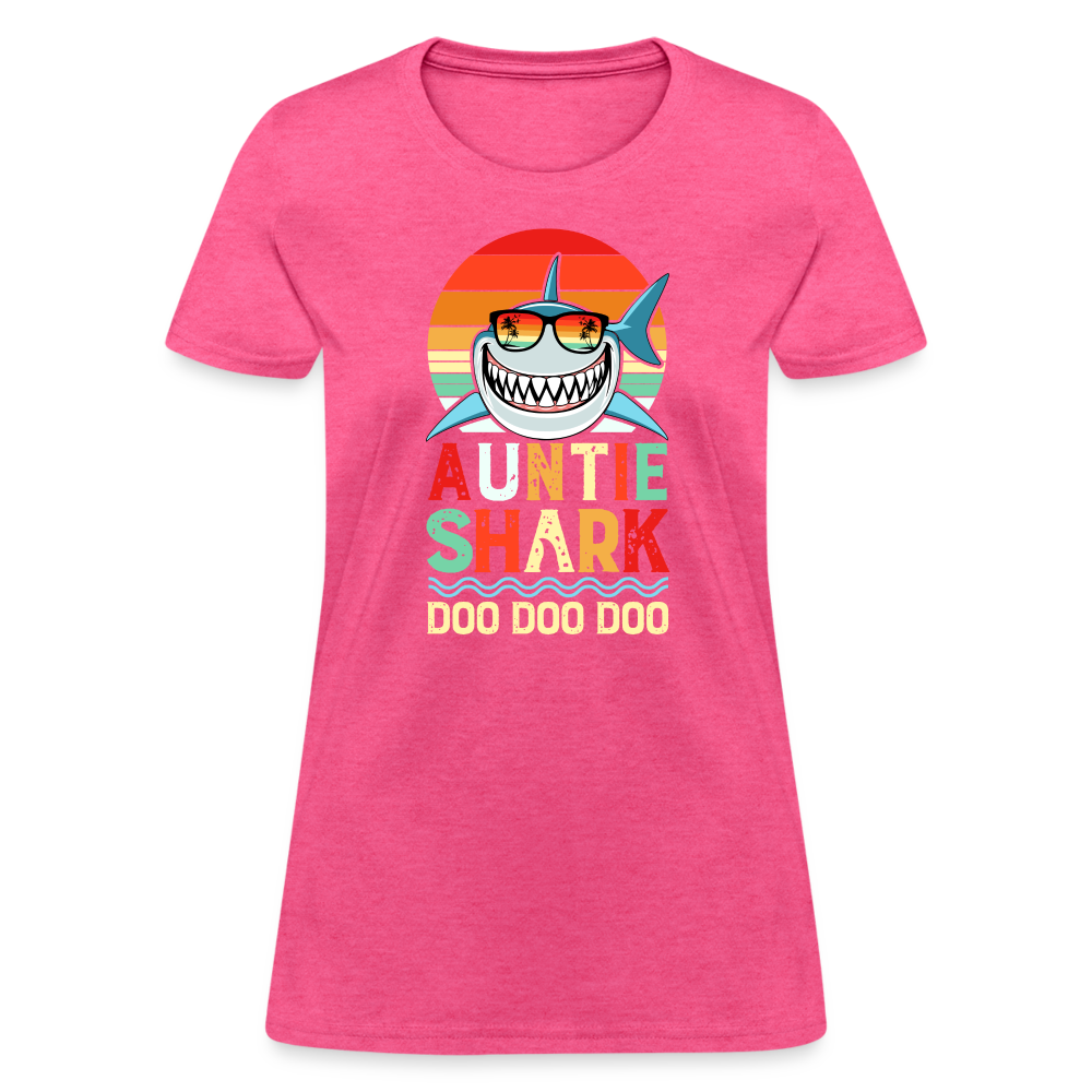 Auntie Shark T-Shirt - heather pink