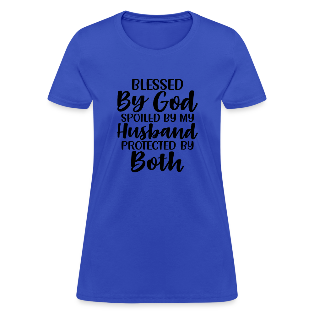 Blessed by God, Spoiled by My Husband Protected by Both T-Shirt - royal blue
