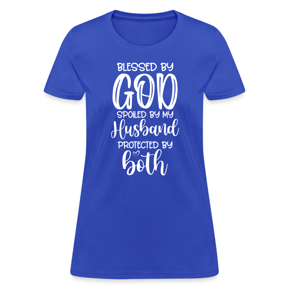 Blessed by God Spoiled by My Husband Protected by Both T-Shirt - royal blue