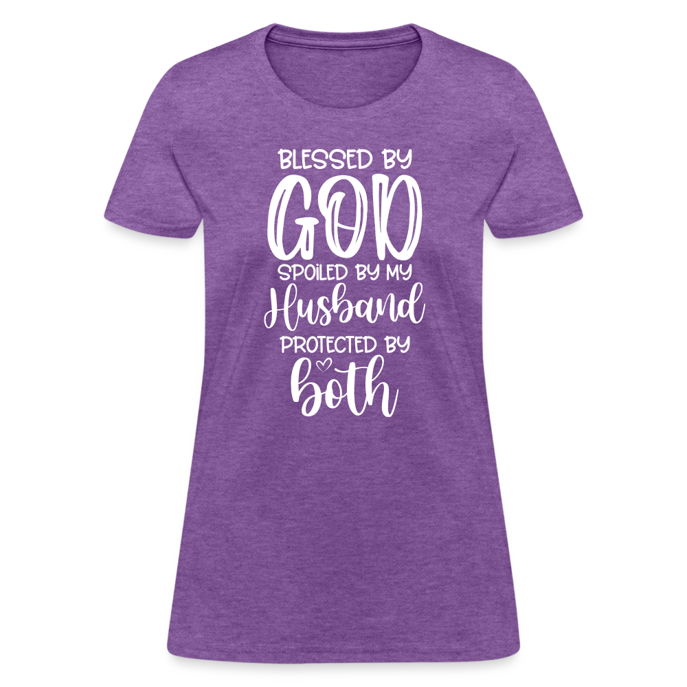 Blessed by God Spoiled by My Husband Protected by Both T-Shirt - purple heather