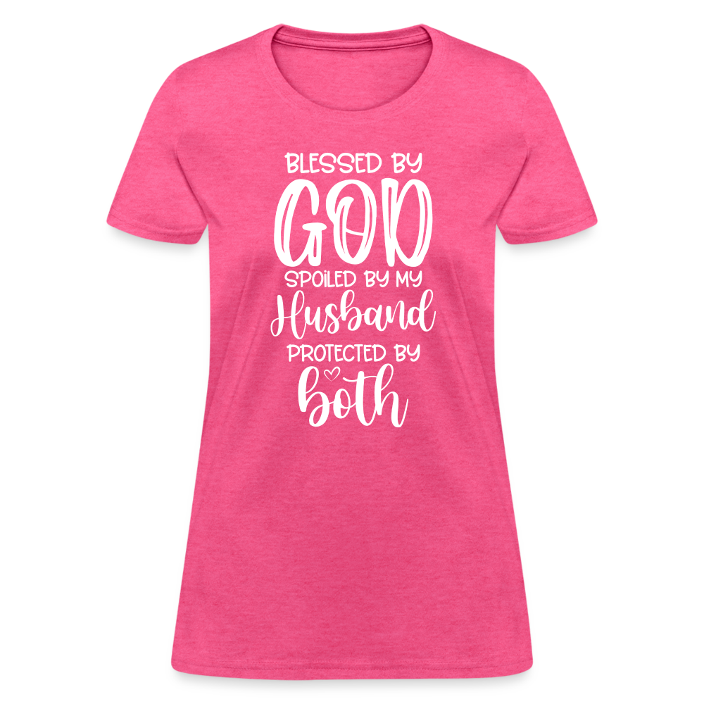 Blessed by God Spoiled by My Husband Protected by Both T-Shirt - heather pink
