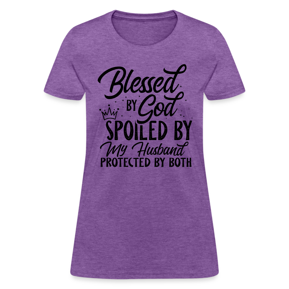 Blessed by God, Spoiled by My Husband Protected by Both T-Shirt - purple heather