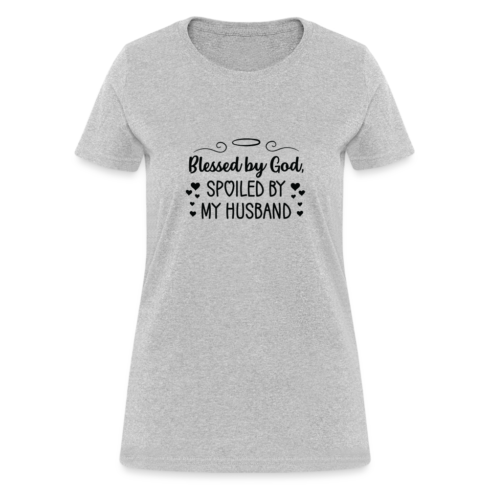 Blessed By God, Spoiled by my Husband T-Shirt - heather gray