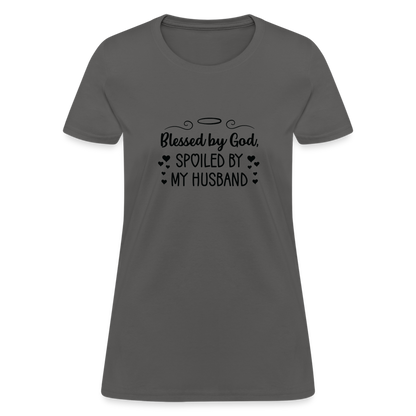 Blessed By God, Spoiled by my Husband T-Shirt - charcoal