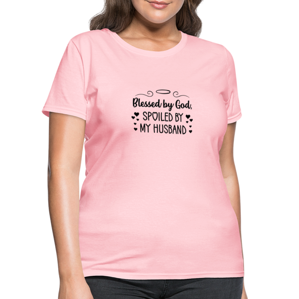 Blessed By God, Spoiled by my Husband T-Shirt - pink