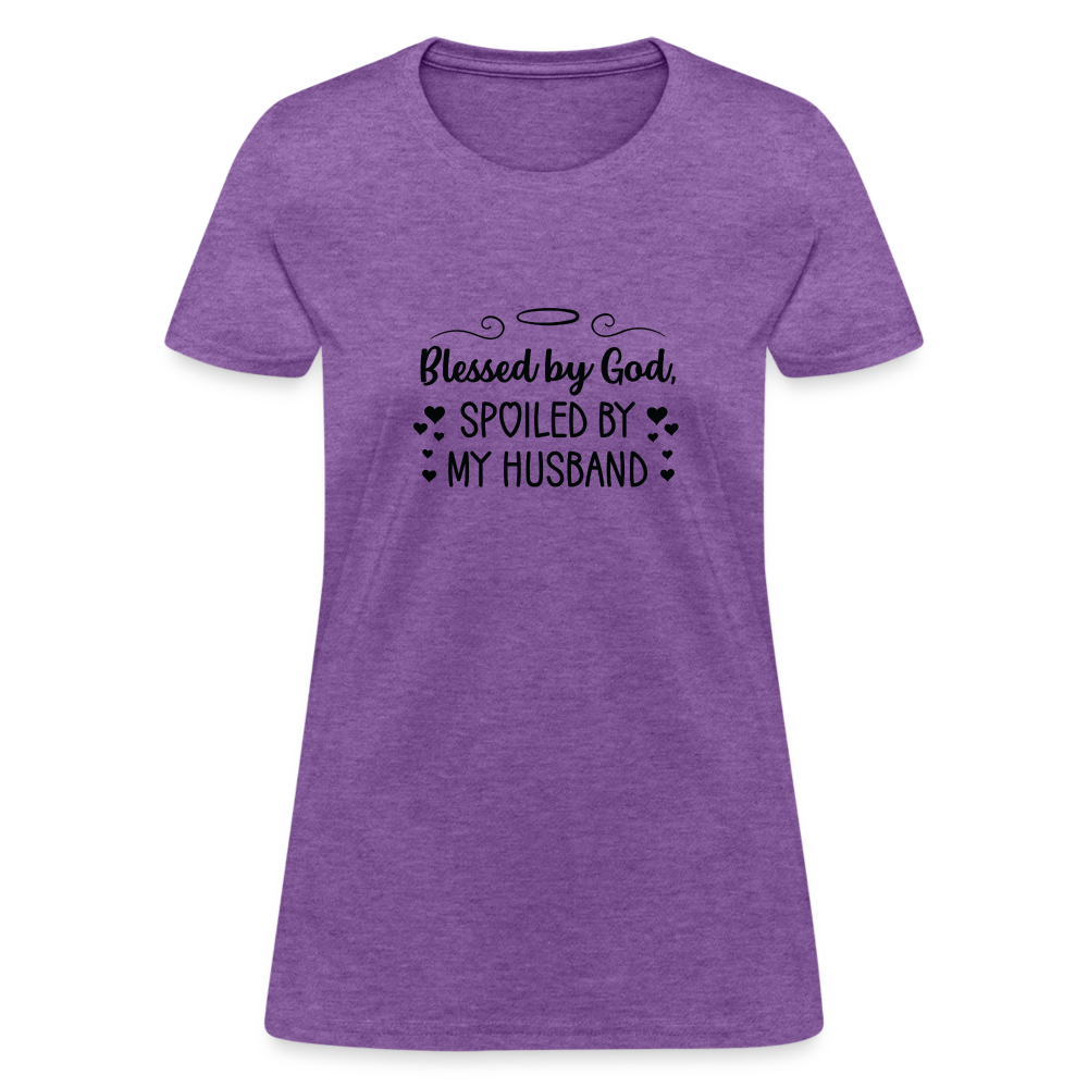 Blessed By God, Spoiled by my Husband T-Shirt - purple heather