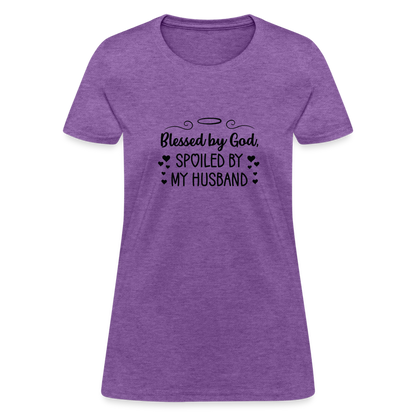 Blessed By God, Spoiled by my Husband T-Shirt - purple heather