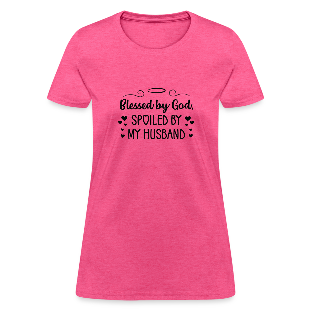 Blessed By God, Spoiled by my Husband T-Shirt - heather pink