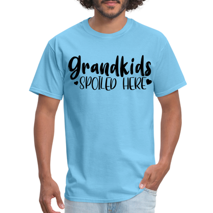 Grandkids Spoiled Here T-Shirt (for Grandfathers) - aquatic blue