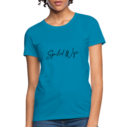 Spoiled Wife T-Shirt (Elegant Cursive Letters) - turquoise