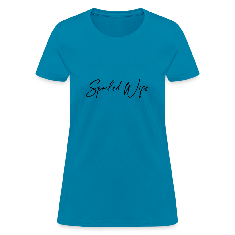 Spoiled Wife T-Shirt (Elegant Cursive Letters) - turquoise