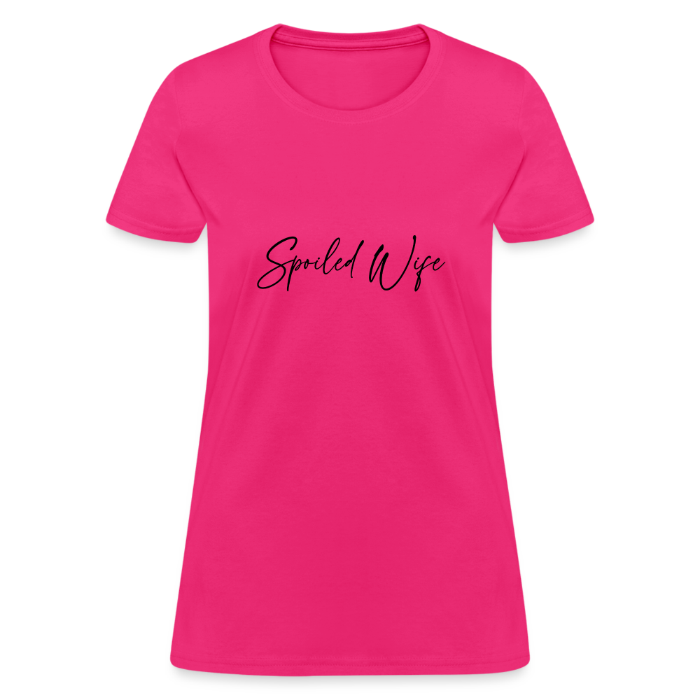 Spoiled Wife T-Shirt (Elegant Cursive Letters) - fuchsia