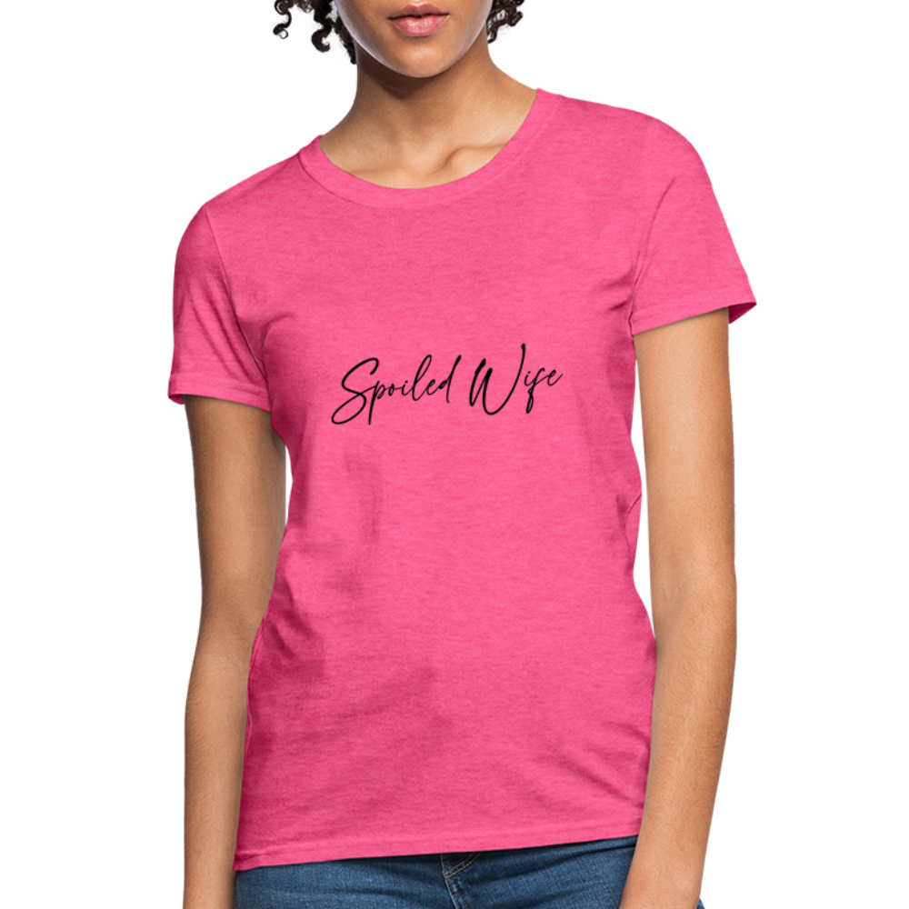Spoiled Wife T-Shirt (Elegant Cursive Letters) - heather pink