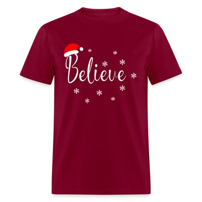 Believe T-Shirt (Santa Claus Hat) - burgundy