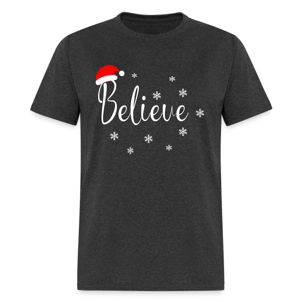 Believe T-Shirt (Santa Claus Hat) - heather black