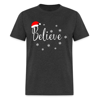 Believe T-Shirt (Santa Claus Hat) - heather black