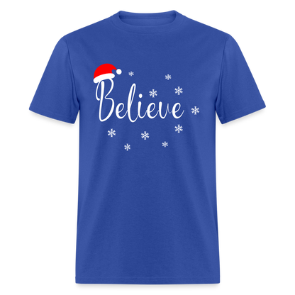 Believe T-Shirt (Santa Claus Hat) - royal blue