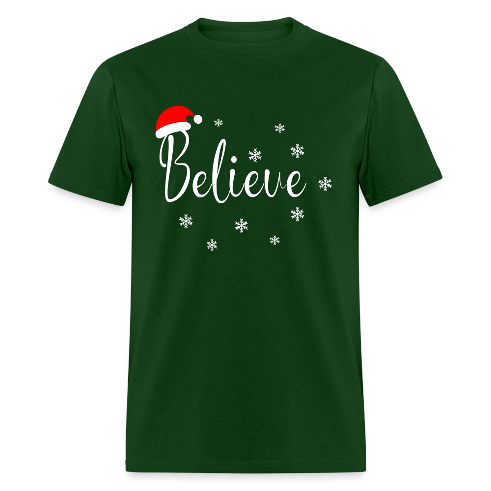Believe T-Shirt (Santa Claus Hat) - forest green