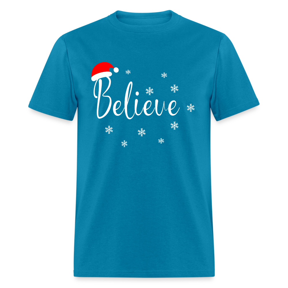 Believe T-Shirt (Santa Claus Hat) - turquoise