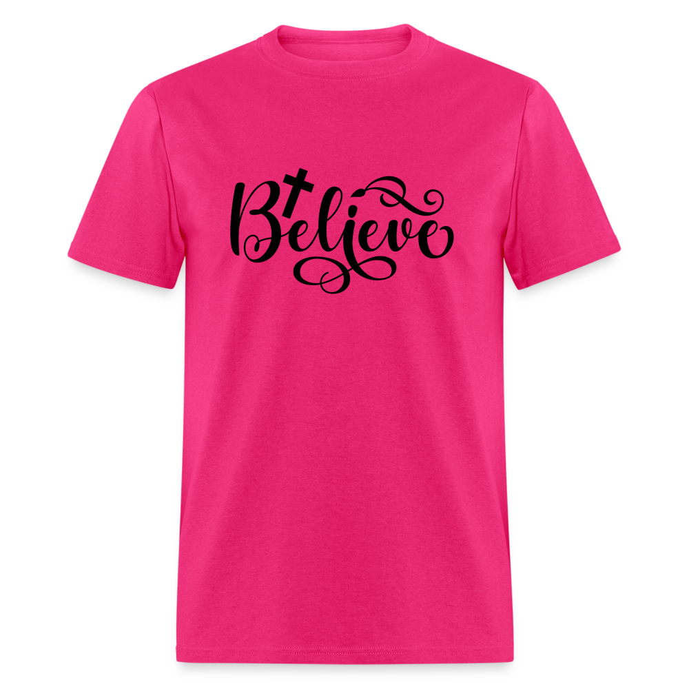 Believe T-Shirt (Cross) - fuchsia