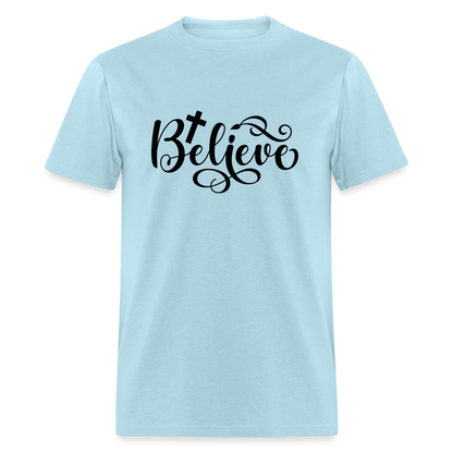 Believe T-Shirt (Cross) - powder blue