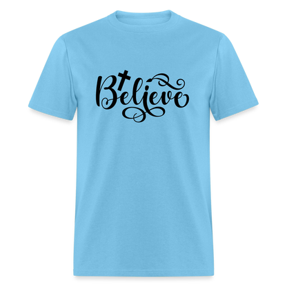 Believe T-Shirt (Cross) - aquatic blue