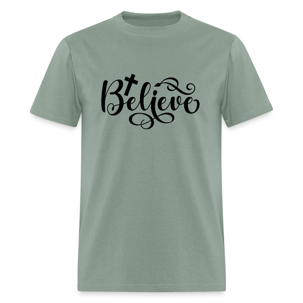 Believe T-Shirt (Cross) - sage