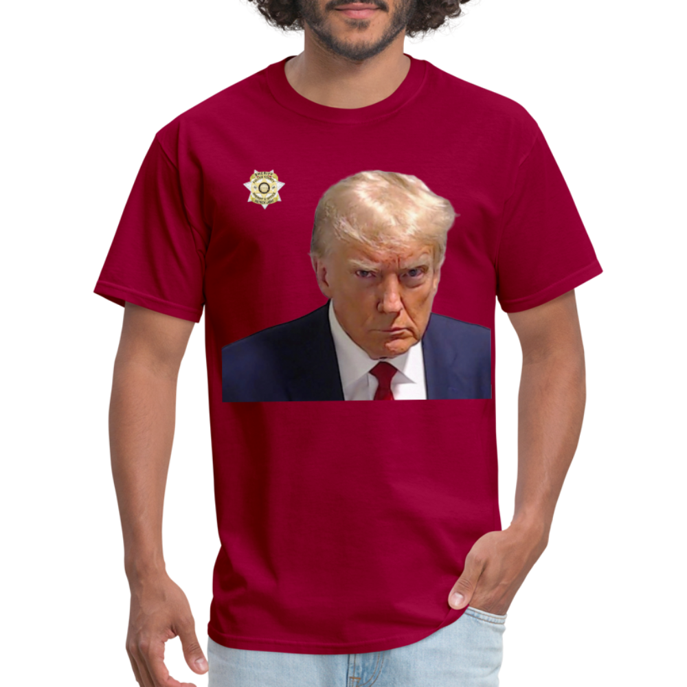 Trump Mugshot T-Shirt (Customizeable) - dark red