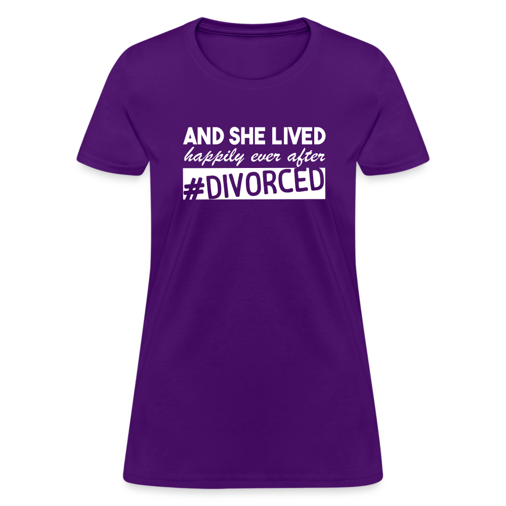 And She Lived Happily Ever After Divorced T-Shirt #Divorced - purple